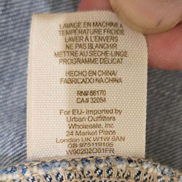 Free People Distressed Denim Blue Jean Jacket - Picture 7 of 10